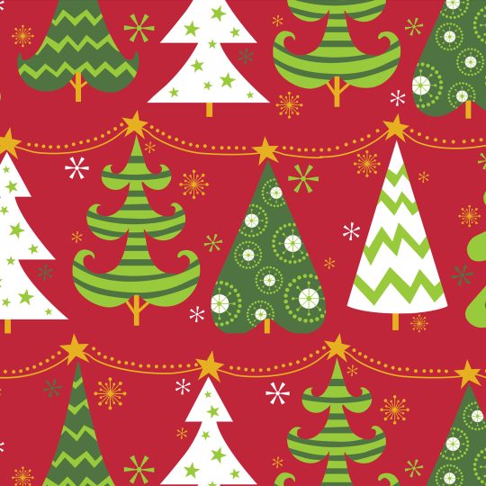 Colorful Trees / Red Gift Wrap
