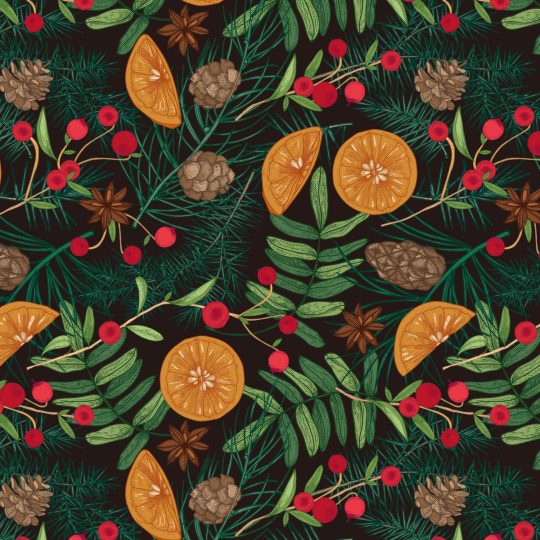 Fruit + Berries + Pinecones Gift Wrap